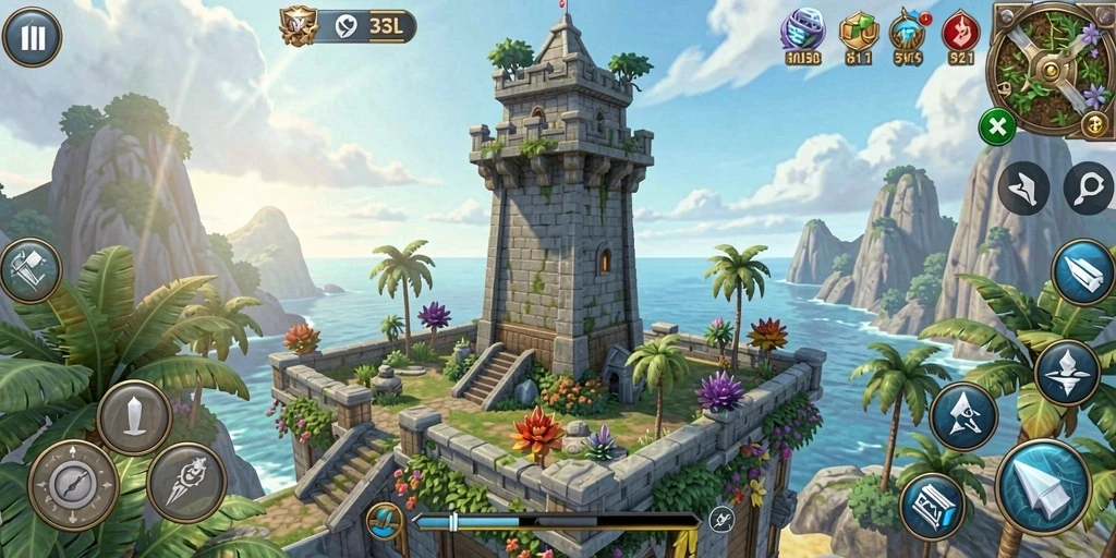 Tampilan gameplay 33L yang mendebarkan dalam pertahanan menara.