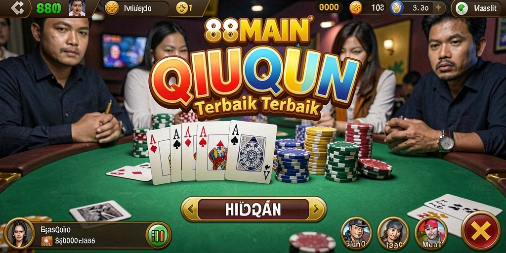 Screenshot gameplay QiuQiu menampilkan serunya permainan kartu.