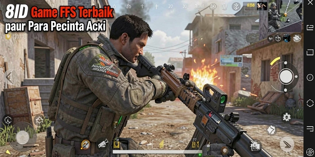 Tampilan gameplay intens dari 8ID dengan aksi tembak-menembak yang seru.
