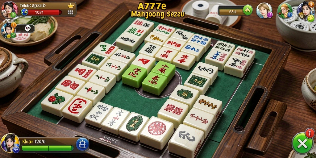 Screenshot A7777 menunjukkan gameplay Mahjong yang seru dan menantang.