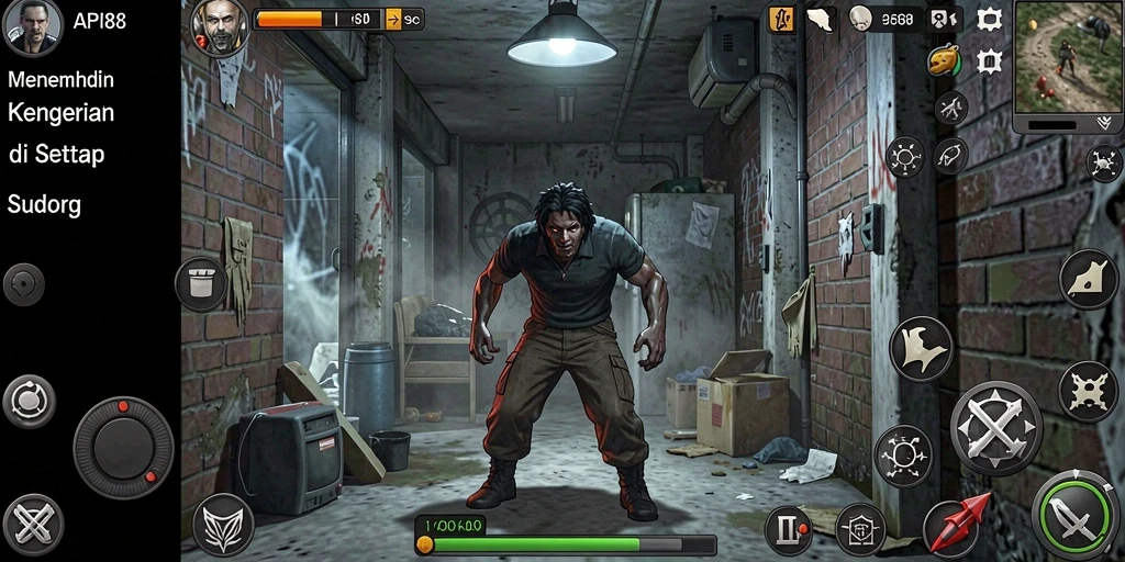 Screenshot menunjukkan adegan menyeramkan dalam gameplay API88.
