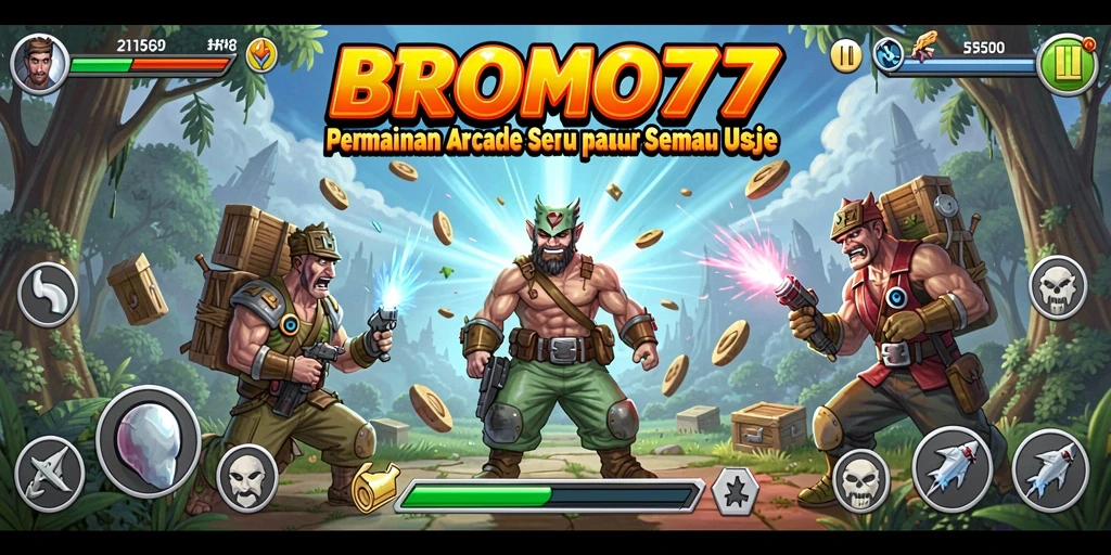 Tangkapan layar utama BROMO77 yang menampilkan gameplay Arcade yang seru.