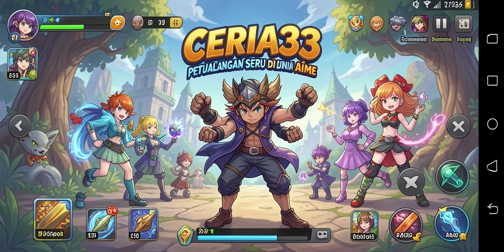 Screenshot gameplay CERIA33 menampilkan karakter anime yang penuh aksi.
