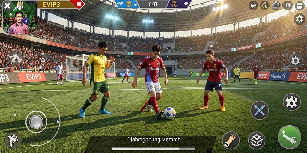 Tampilan gameplay EVIP3 yang menegangkan di lapangan olahraga.