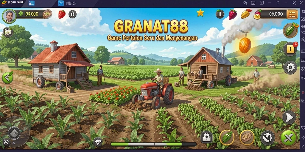 Screenshot gameplay <strong>GRANAT88</strong> menunjukkan keseruan bertani yang menawan.
