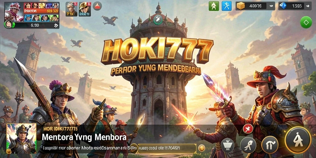 Screenshot HOKI777 menampilkan aksi mempertahankan menara melawan serangan musuh.
