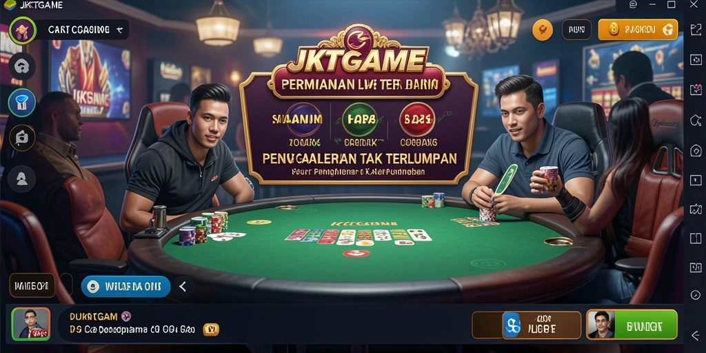 Tampilan gameplay Live Casino JKTGAME dengan dealer langsung dan interaksi pemain.