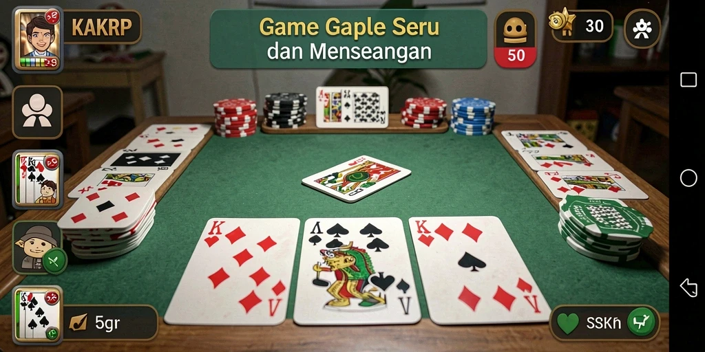 Tampilan gameplay seru dalam permainan Gaple KAKRP.