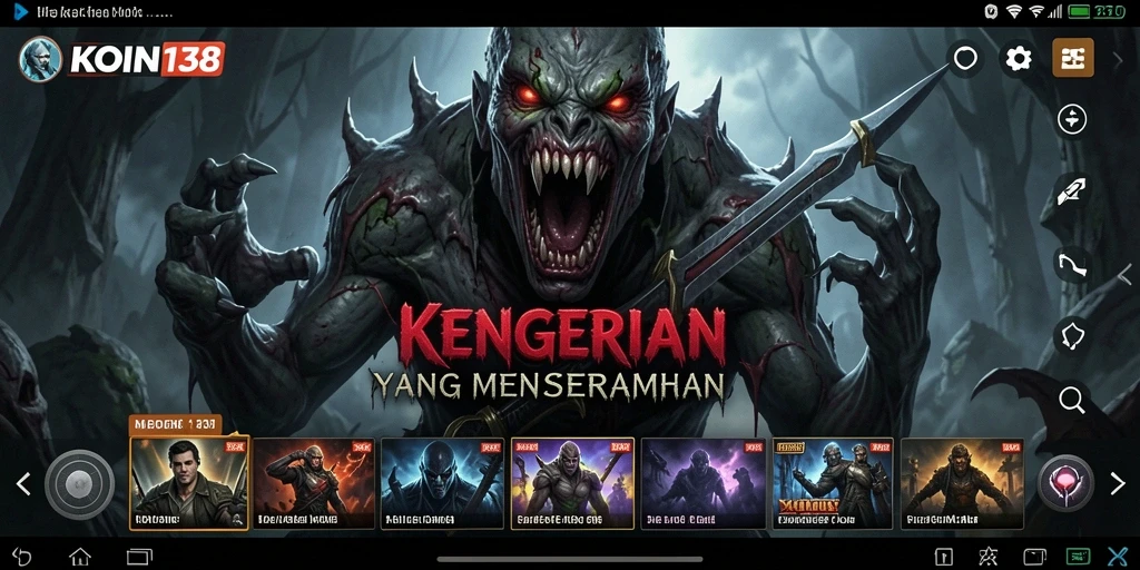 Screenshot permainan KOIN138 yang menunjukkan momen menyeramkan.