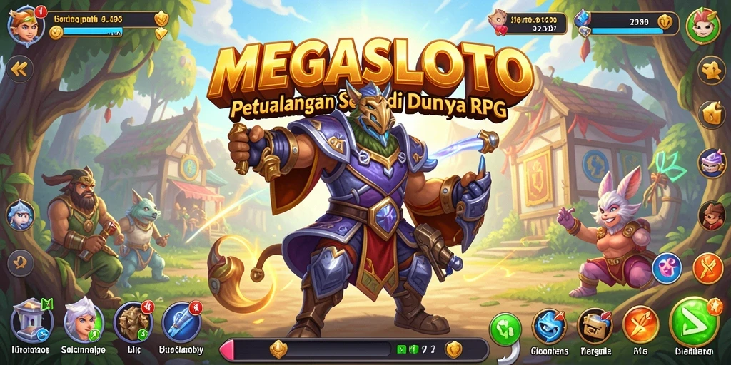 Tampilan gameplay seru MEGASLOTO di dunia RPG.