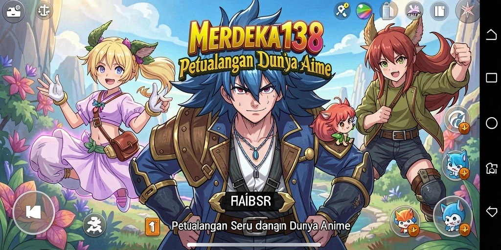 Tangkapan layar utama MERDEKA138 menampilkan karakter Anime dalam pertarungan seru.