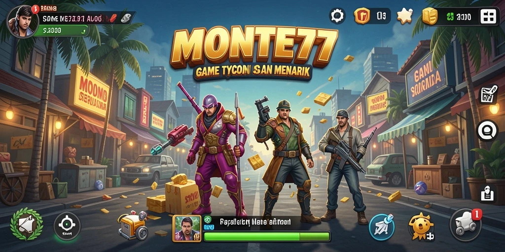 Tangkapan layar utama MONTE77 menampilkan gameplay Tycoon yang menarik.