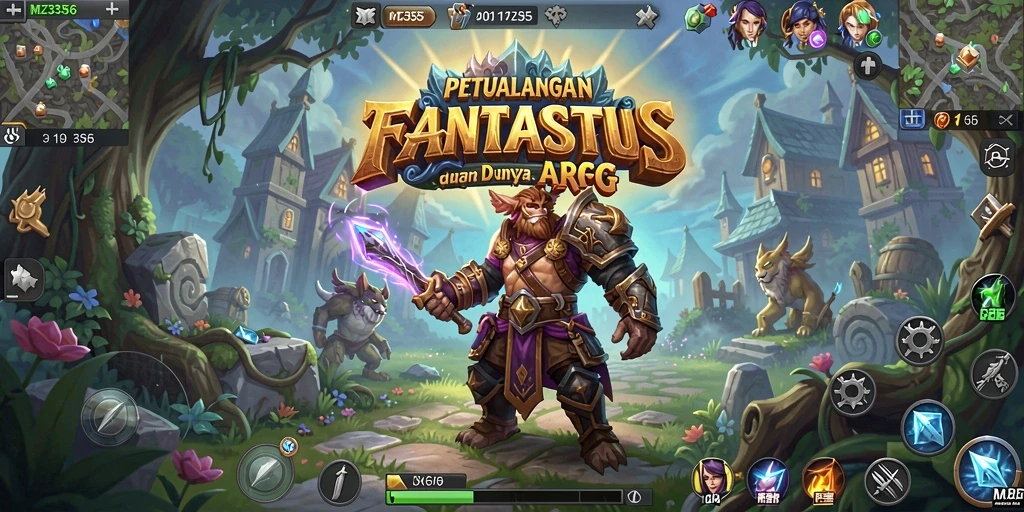 Screenshot MZ356 menampilkan aksi pertempuran karakter dalam dunia fantasi.