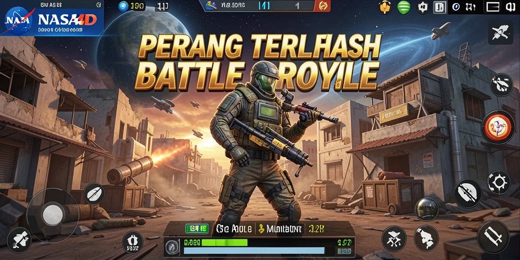 Screenshot gameplay <strong>NASA4D</strong> yang menunjukkan pertarungan seru di arena Battle Royale.