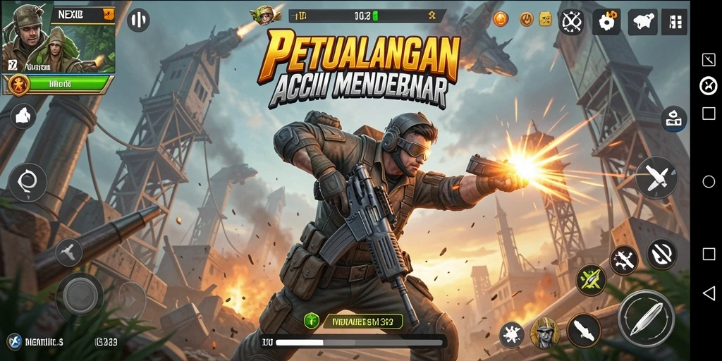 Screenshot NEXGID menunjukkan aksi pertempuran yang intens dan mendebarkan.