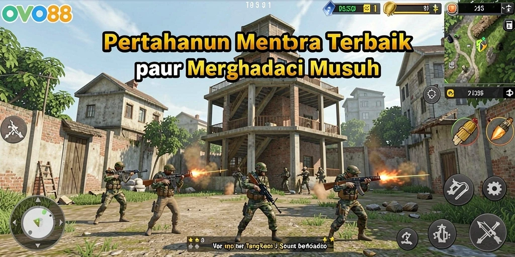 Tampilan gameplay OVO88 yang menegangkan dalam Tower Defense.