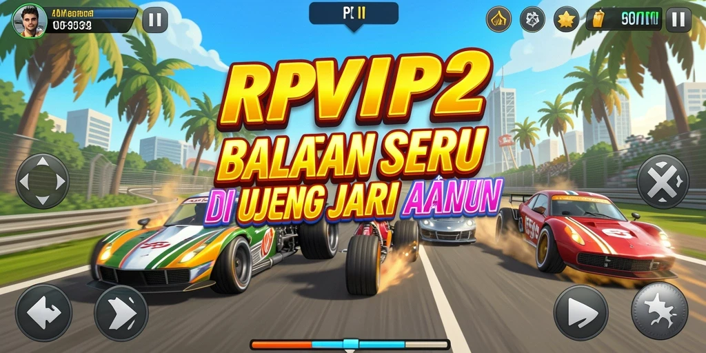 Screenshot gameplay RPVIP2 menampilkan balapan cepat dan grafis yang memukau.