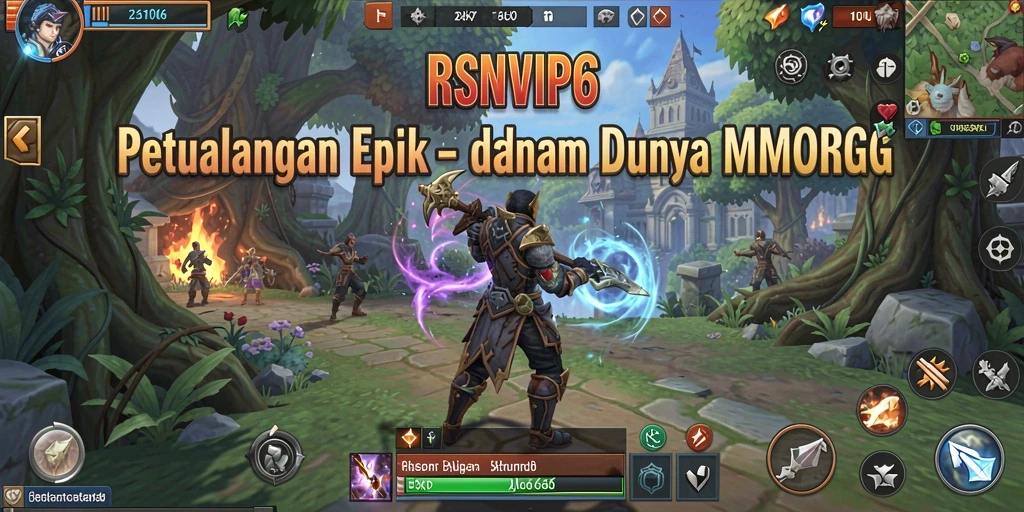 Screenshot gameplay RSNVIP6 menampilkan aksi pertarungan seru dalam MMORPG.