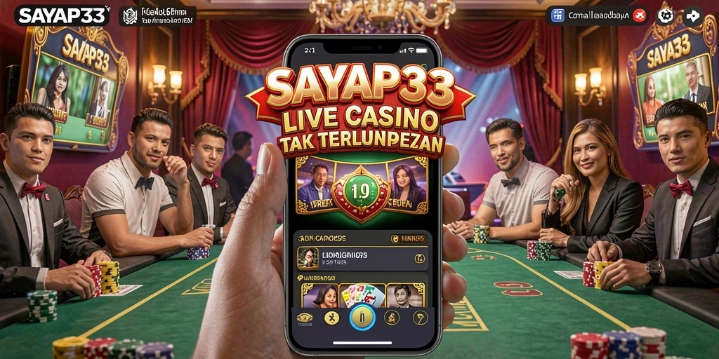 Screenshot menunjukkan dealer profesional dalam permainan Live Casino.