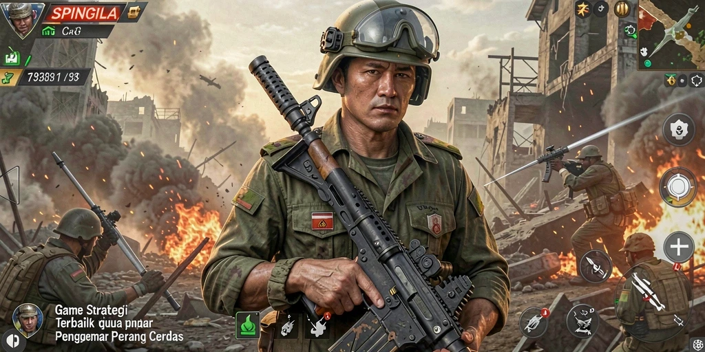 Tampilan gameplay menegangkan di SPINGILA dengan pertempuran strategis yang seru.