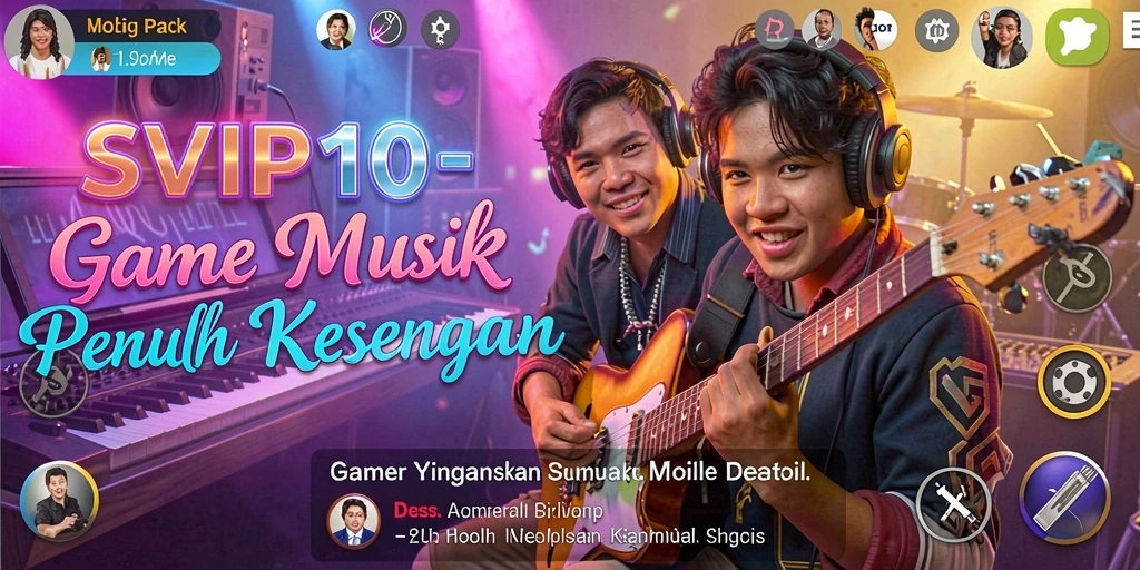 Tampilan gameplay SVIP10 dengan alat musik dan antarmuka menarik.
