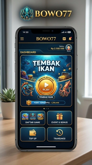 Tampilan antarmuka pengguna di bowo77 yang menarik.